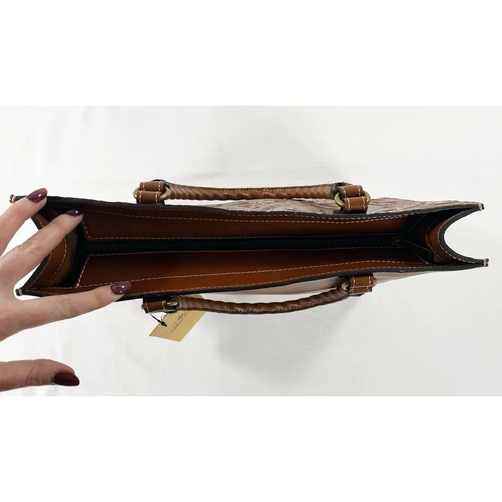 Patricia Nash Zancona Tote Reiti Wallet Bundle New Tooled Brown Leather Handbag
